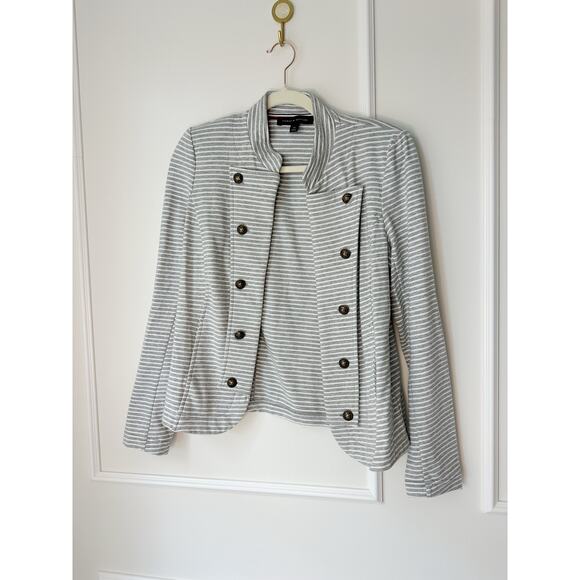 Tommy Hilfiger Jackets & Blazers - Tommy Hilfiger Striped Gray and White Military Style Blazer Size S